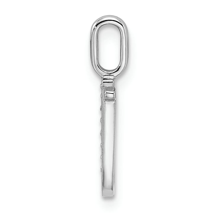14K White Gold Diamond Letter U Initial Pendant