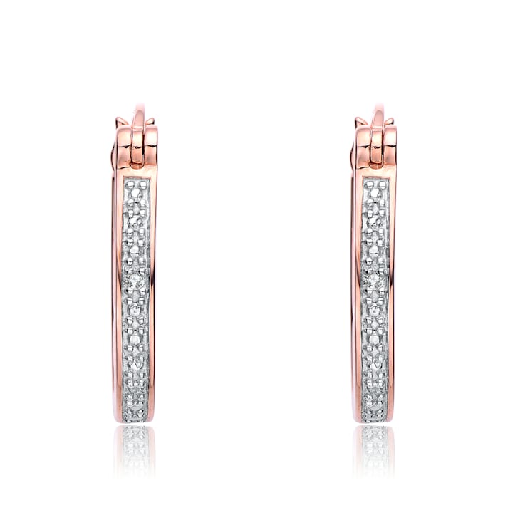 CZ U-Hoop Earrings In 18K Rose Gold Over Sterling Silver
