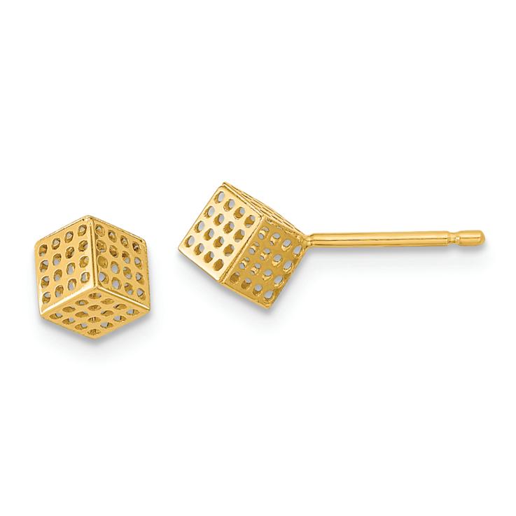 14k Yellow Gold Block Stud Earrings