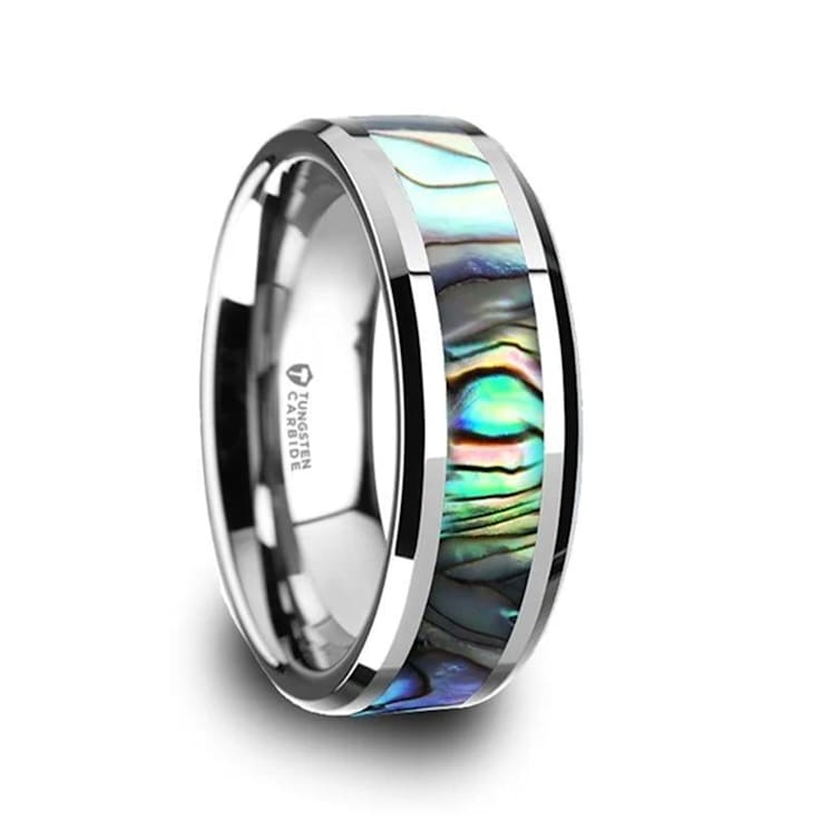 MAUI Tungsten Wedding Band with Mother of Pearl Inlay 8mm