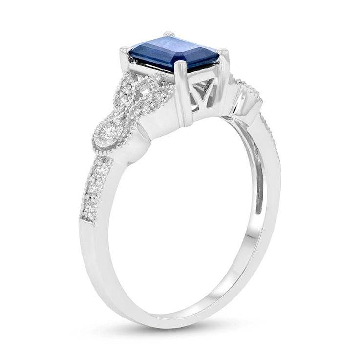 1.15ctw Sapphire and Diamond Ring in 14k White Gold