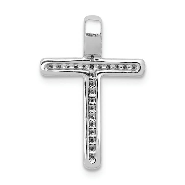 Rhodium Over 14k White Gold Diamond Cross Chain Slide Pendant