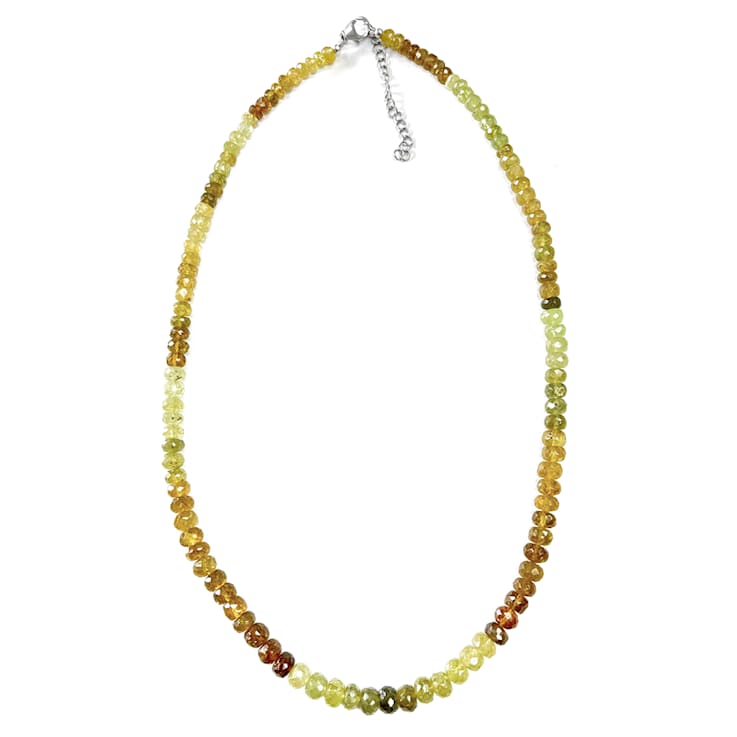 Multi-Color Garnet Beaded Necklace In Sterling Silver