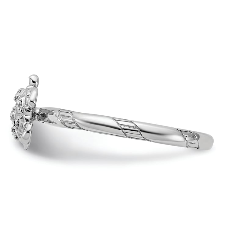 Sterling Silver Stackable Expressions Diamond Turtle Ring 0.035ctw