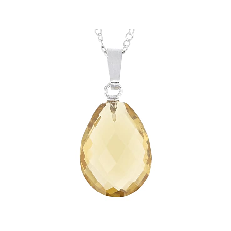 Pear Shape Citrine Solitaire Pendant In Sterling Silver 5.40ctw