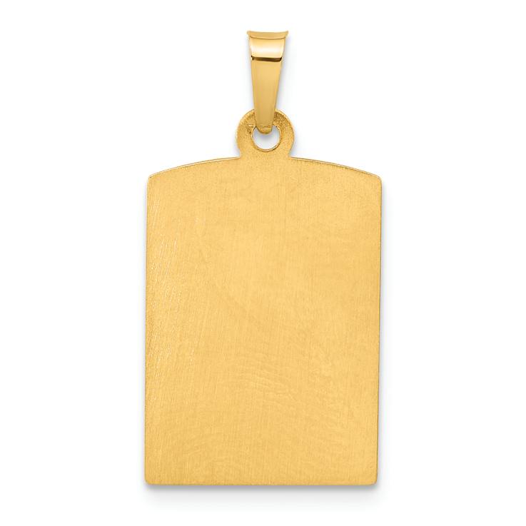 14k Yellow Gold Satin and Textured Rectangular Saint Christopher Medal Pendant