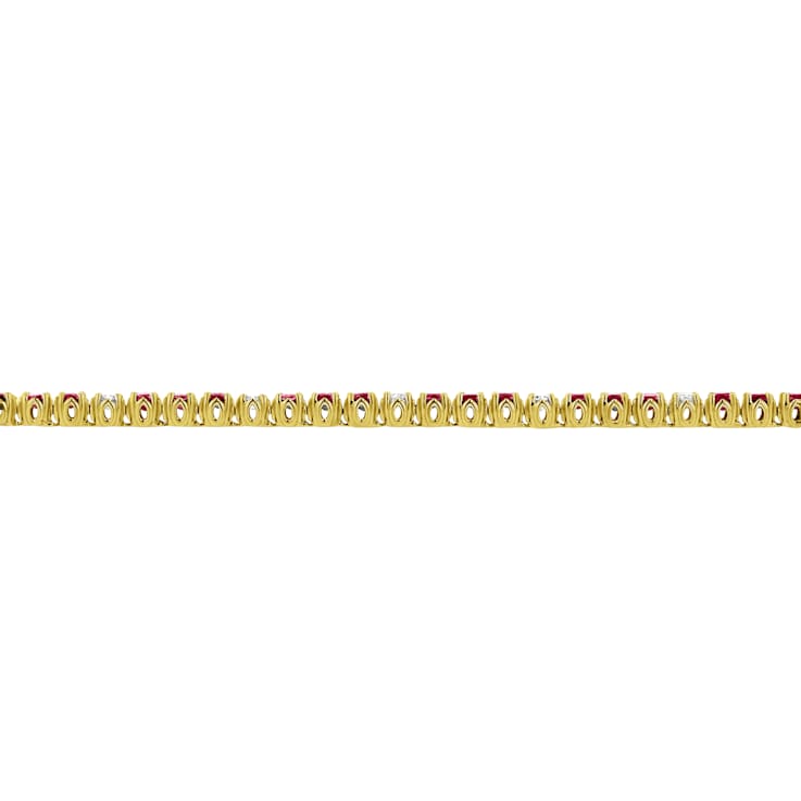 3.09ctw Ruby and Diamond Bracelet in 14k Yellow Gold