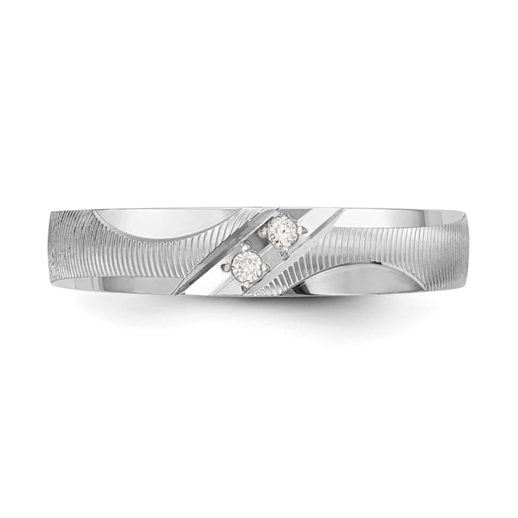 Rhodium Over 14K White Gold AA Quality Trio Ladies Wedding Band