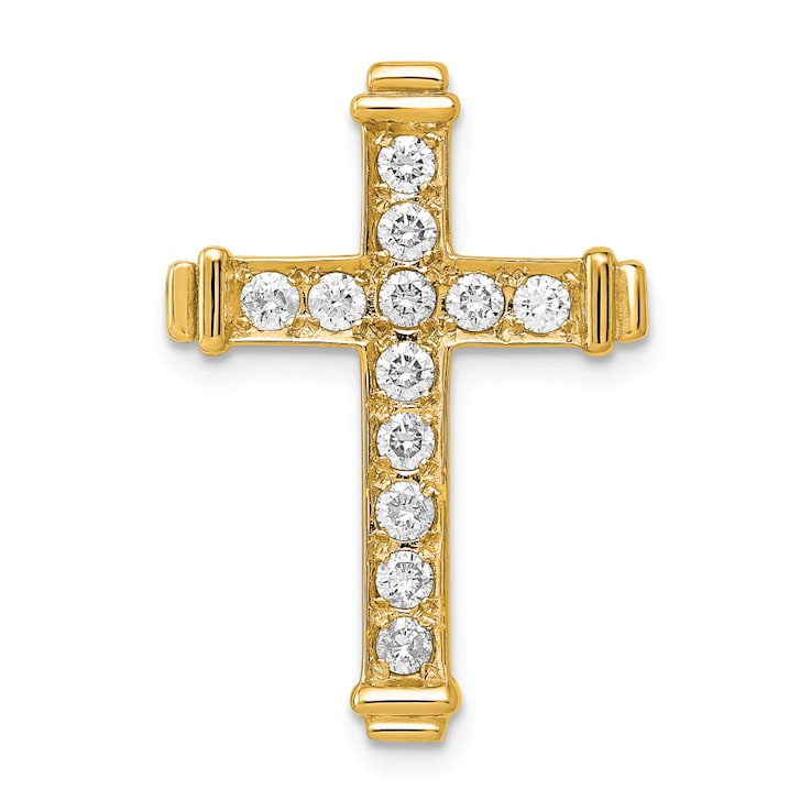 14k Yellow Gold Diamond Latin Cross Chain Slide Pendant