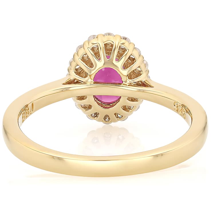 Grape Color Garnet Oval And Lab-Created Moissanite Ring In 18K Gold Over
Sterling Silver 1.51ctw
