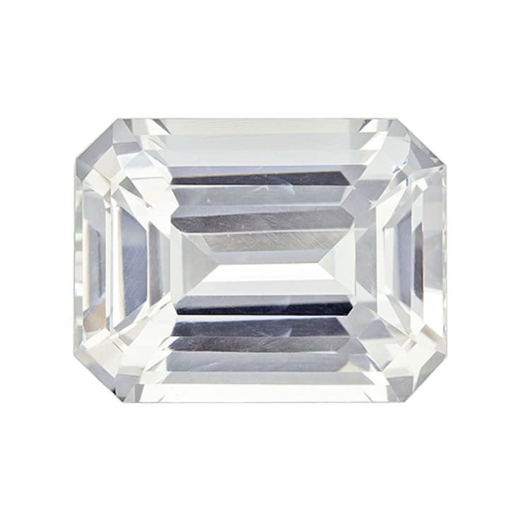 White Sapphire Loose Gemstone Unheated 10.9x8.36mm Emerald Cut 5.11ct