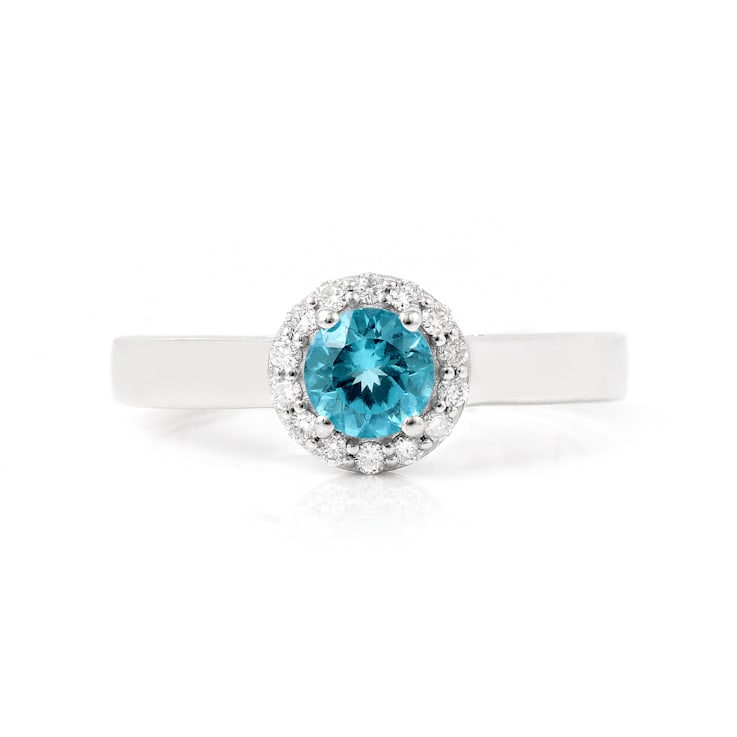 Paraiba Blue Apatite and Lab Grown Diamond Accent Ring Rhodium Over
Sterling Silver 0.69ctw