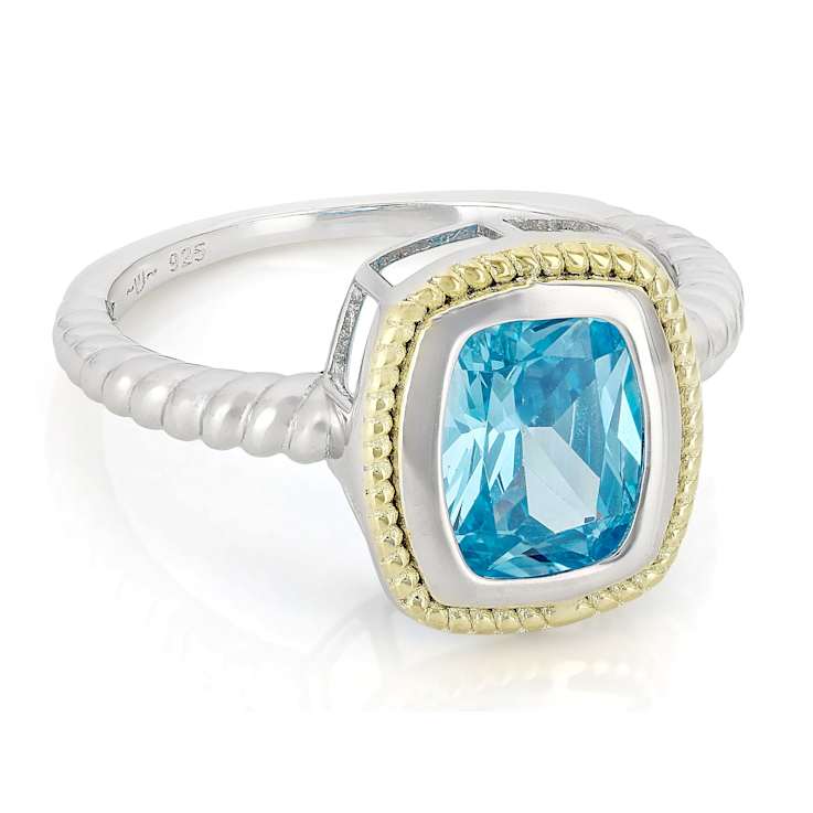 Aquamarine Color CZ Solitaire Ring In Sterling Silver 3.53ctw
