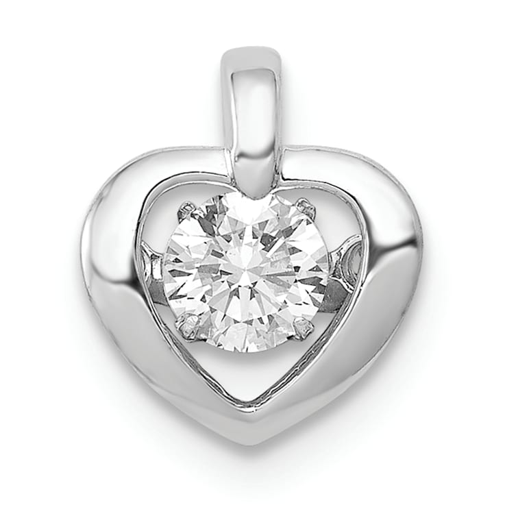 Rhodium Over 14k White Gold Vibrant Diamond Heart Pendant