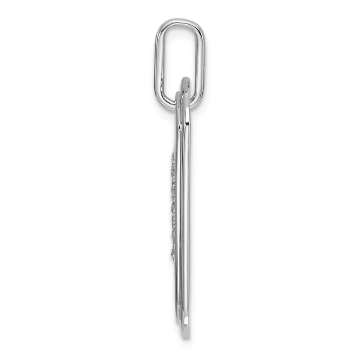 Rhodium Over 14k White Gold Diamond Initial B Dog Tag Charm