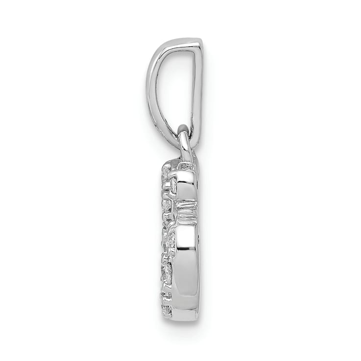 Rhodium Over 14k White Gold Diamond Om Symbol Pendant