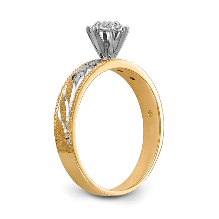 14K Yellow Gold AA Quality Engagement Ring 0.09ctw