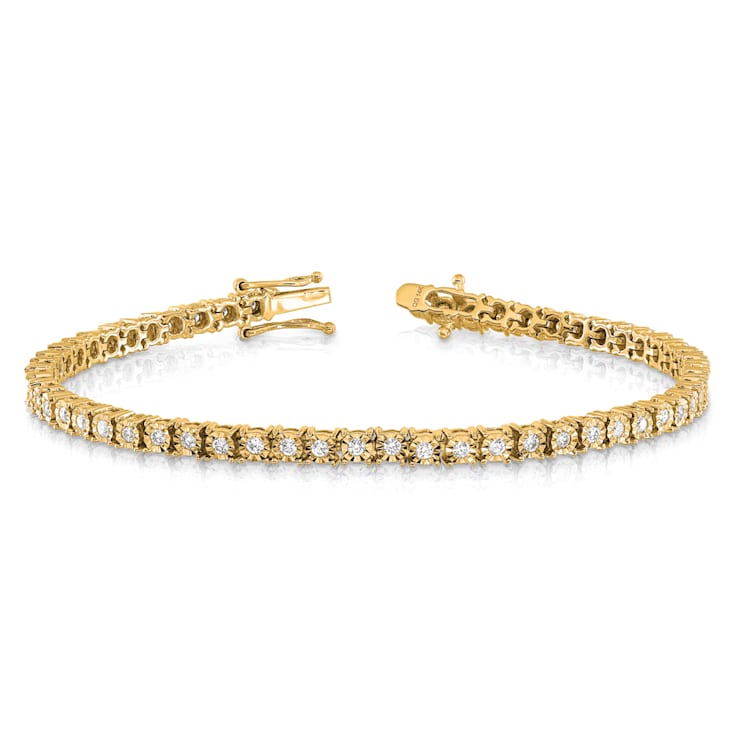 14k Yellow Gold Illusion Setting Diamond Bracelet