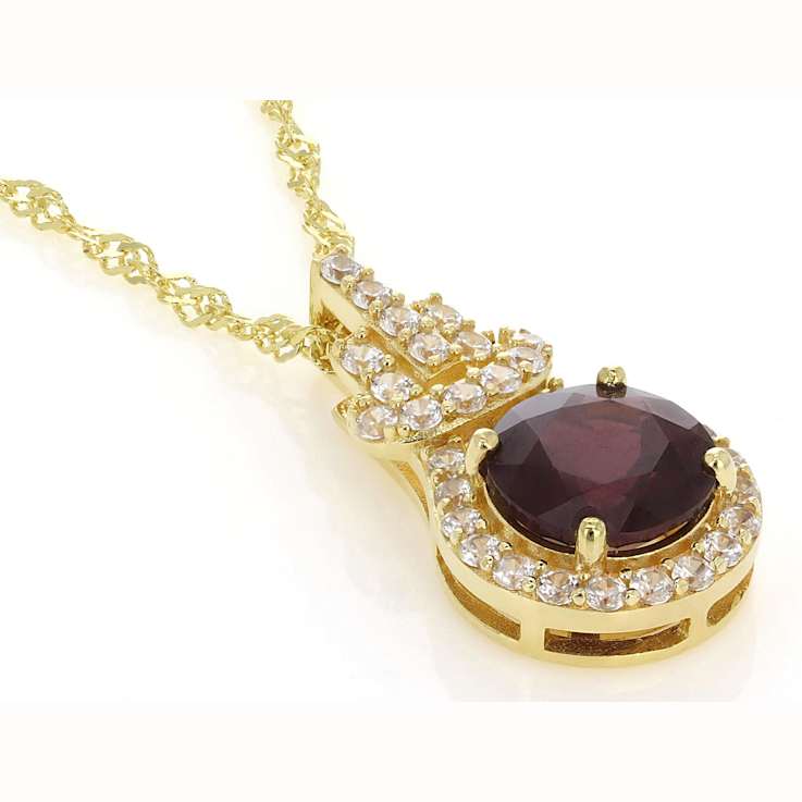 Grape Color Garnet And White Zircon Pendant Necklace In 18K Gold Over
Sterling Silver 2.44ctw