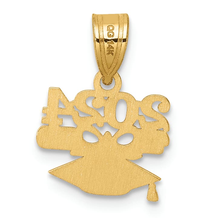 14K Yellow Gold Graduation Cap and Diploma 2024 Charm