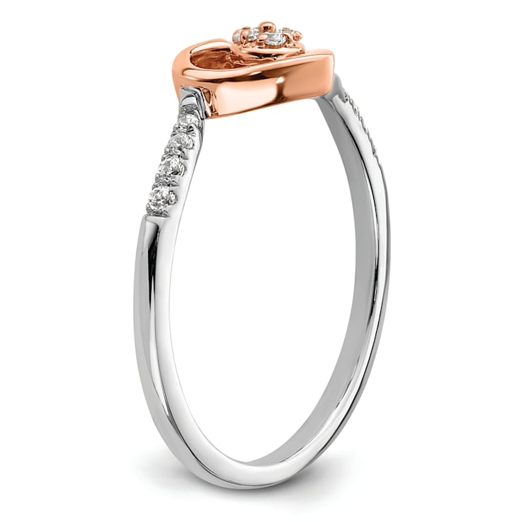 14K Two-tone White and Rose Gold First Promise Heart Cluster Diamond
Promise/Engagement Ring 0.11ctw