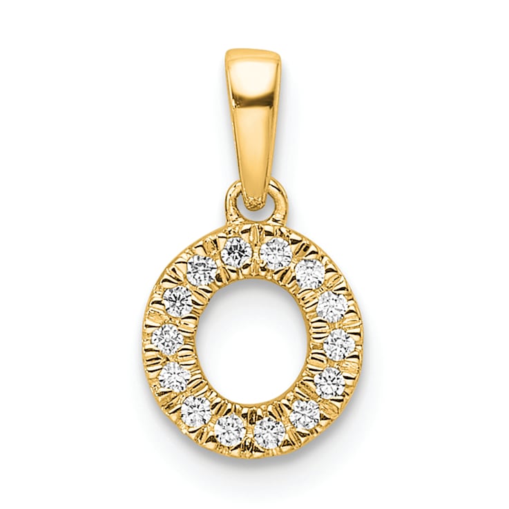 14K Yellow Gold Diamond Letter O Initial with Bail Pendant
