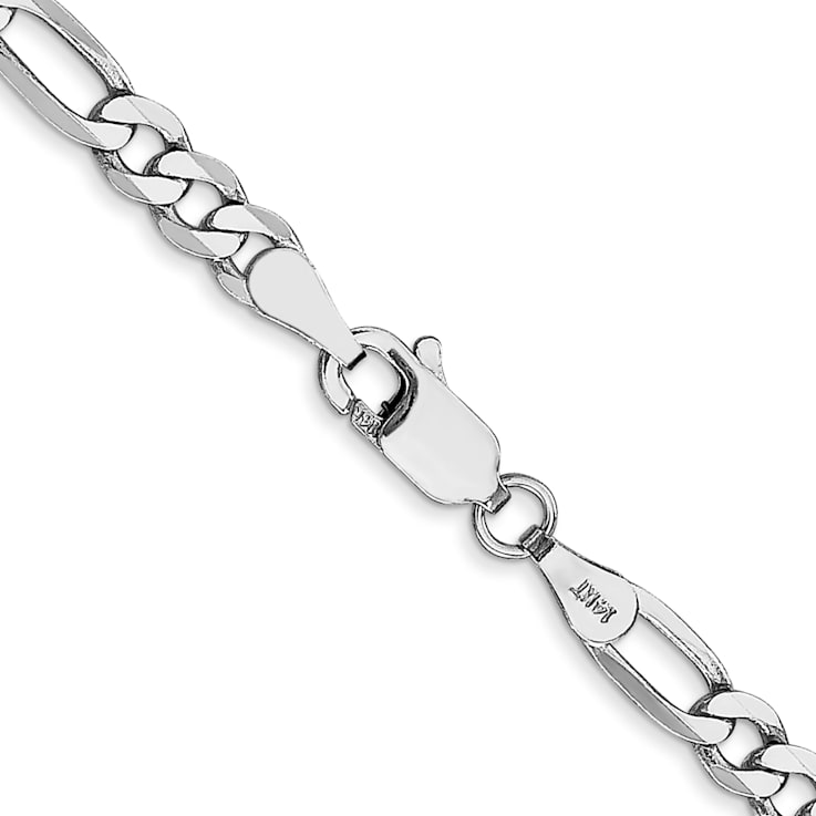 14K White Gold 4mm Flat Figaro Chain Necklace