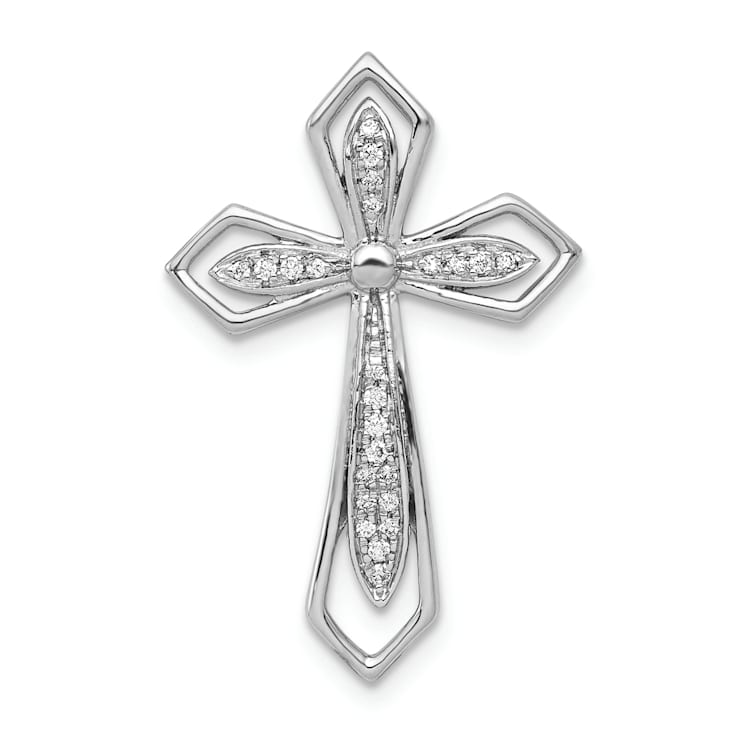 Rhodium Over 14k White Gold Diamond Cross chain slide