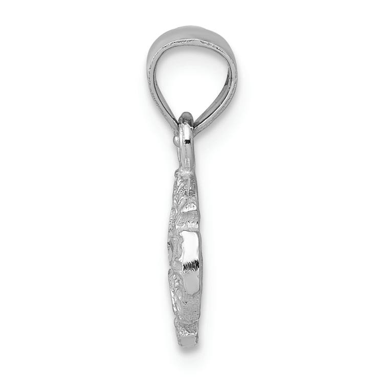 Rhodium Over 14k White Gold Diamond-Cut and Textured Sand Dollar Pendant