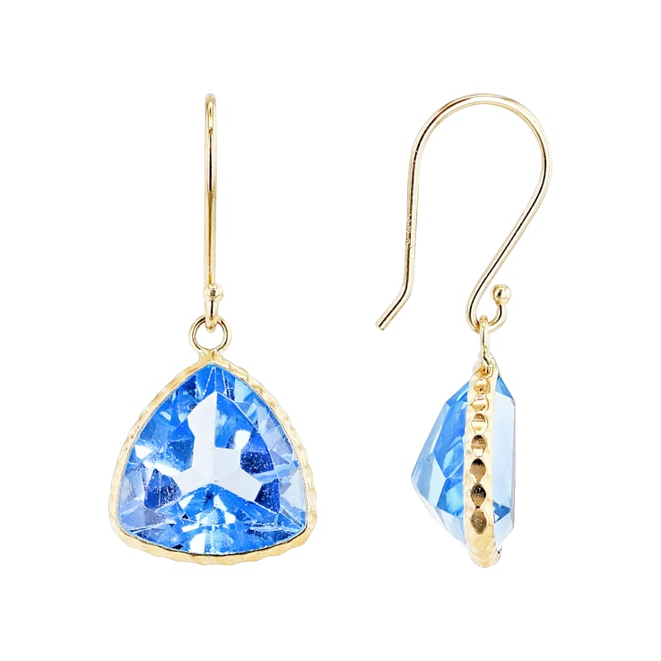 Swiss Blue Topaz 14k Yellow Gold Dangle Earrings 10.00ctw