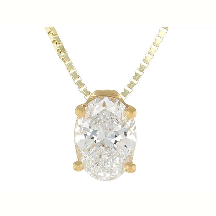 Lab-Grown Diamond Oval Solitaire Pendant In 14K Gold Over Sterling
Silver 0.50ctw