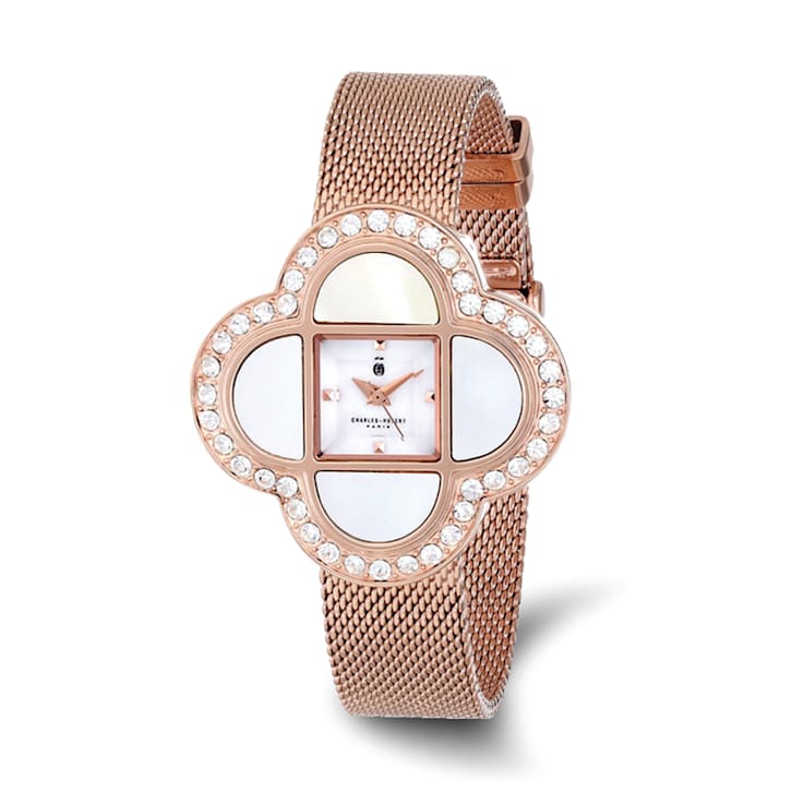 Charles Hubert Ladies Rose IP Plated Stainless 36x36mm Watch
