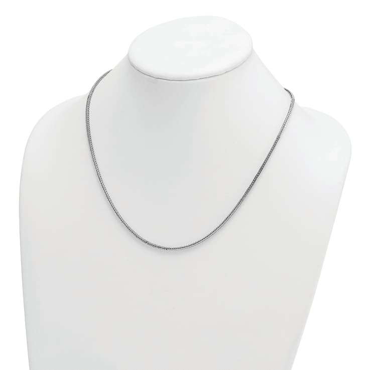 Rhodium Over Sterling Silver Polished 2.1mm Franco 20 Inch Chain