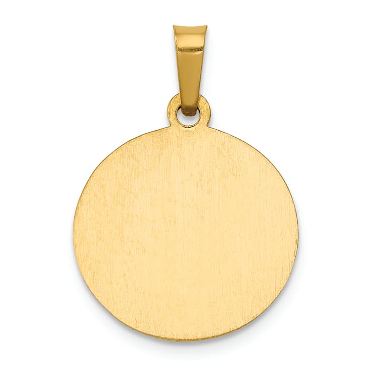 14K Yellow Gold Polished and Satin St Gerard Medal Hollow Pendant