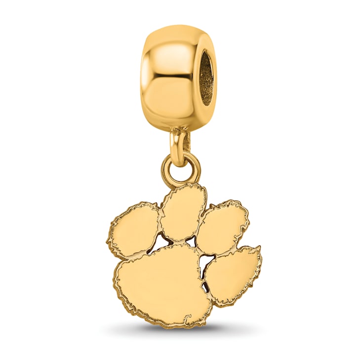14K Yellow Gold Over Sterling Silver LogoArt Clemson University Small
Dangle Bead