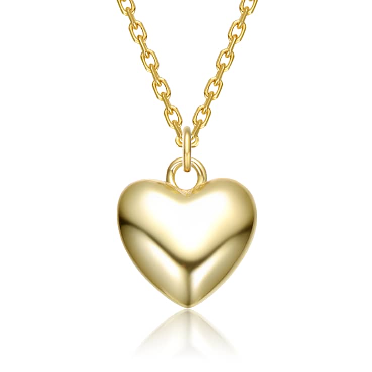 Polished Heart Pendant Necklace In 14K Gold Over Sterling Silver
