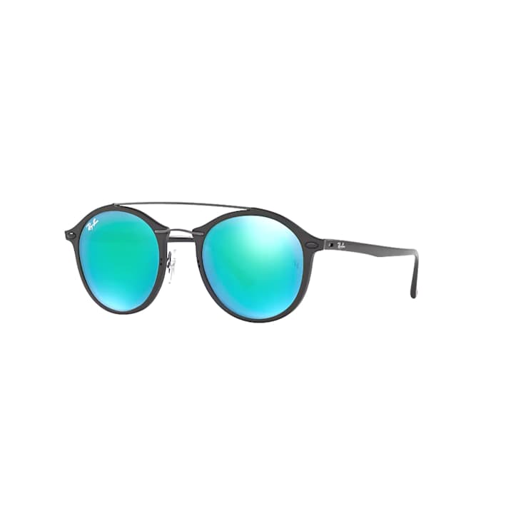 Ray-Ban Tech Matte Black Round Frame / Blue Green Mirrored Lenses Sunglasses