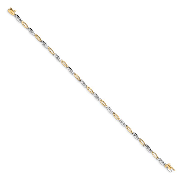 10k Yellow Gold and 10k White Gold Diamond Link Bracelet