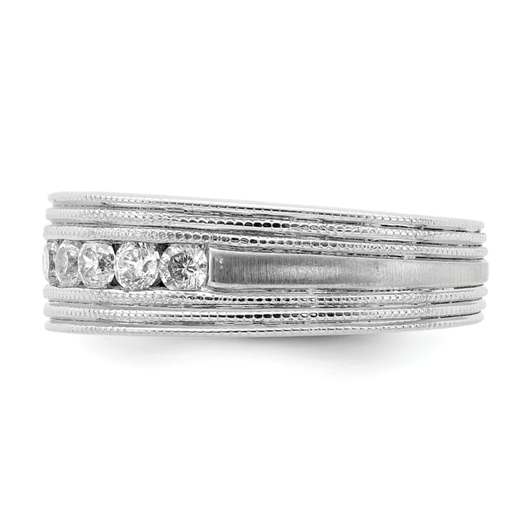 Rhodium Over 14K White Gold Lab Grown Diamond SI1/SI2, G H I, Polish and
Satin Men's Ring