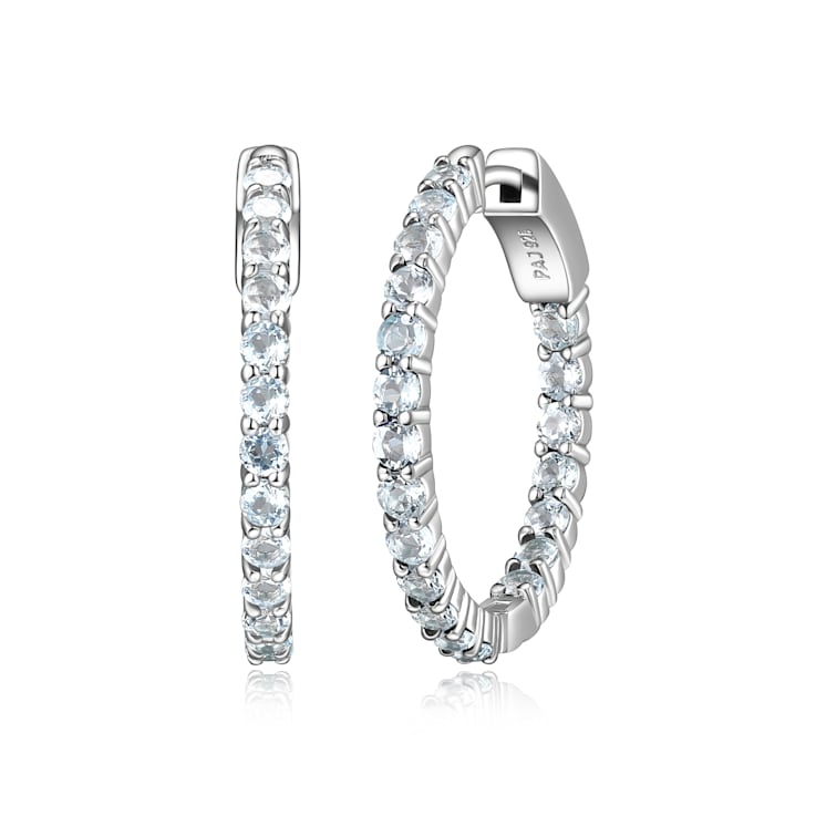 Sky Blue Topaz Platinum Over Sterling Silver Hoop Earrings
