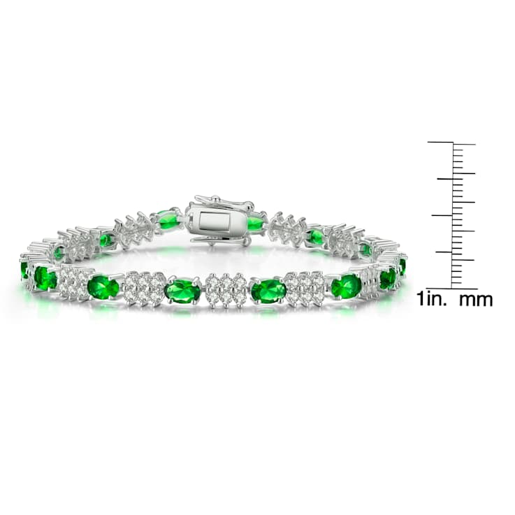 Emerald Color CZ Tennis Bracelet In Sterling Silver