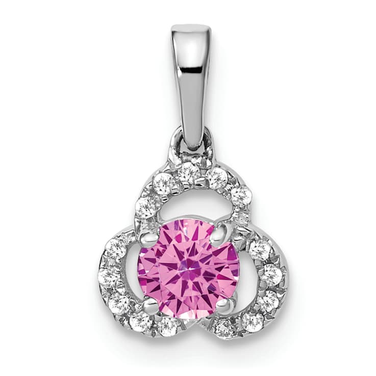 Rhodium Over 10k White Gold 0.38 cttw Lab Created Sapphire October
Birthstone and Diamond Pendant