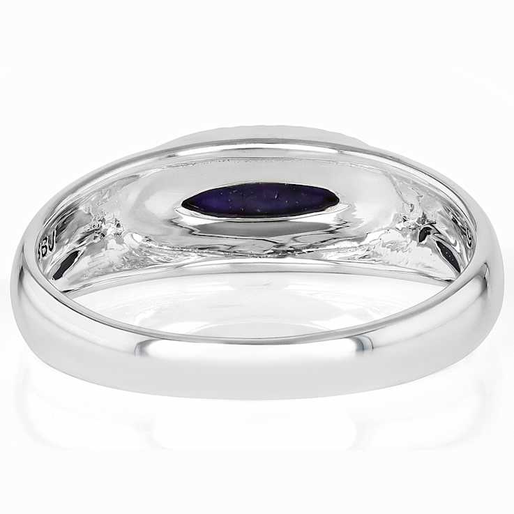 Purple Turquoise East-West Solitaire Ring In Oxidized Sterling Silver