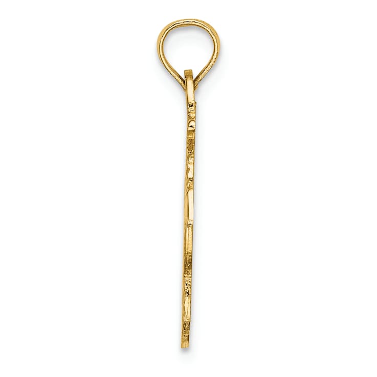 14k Yellow Gold Polished and Textured Anchor and Rope Charm