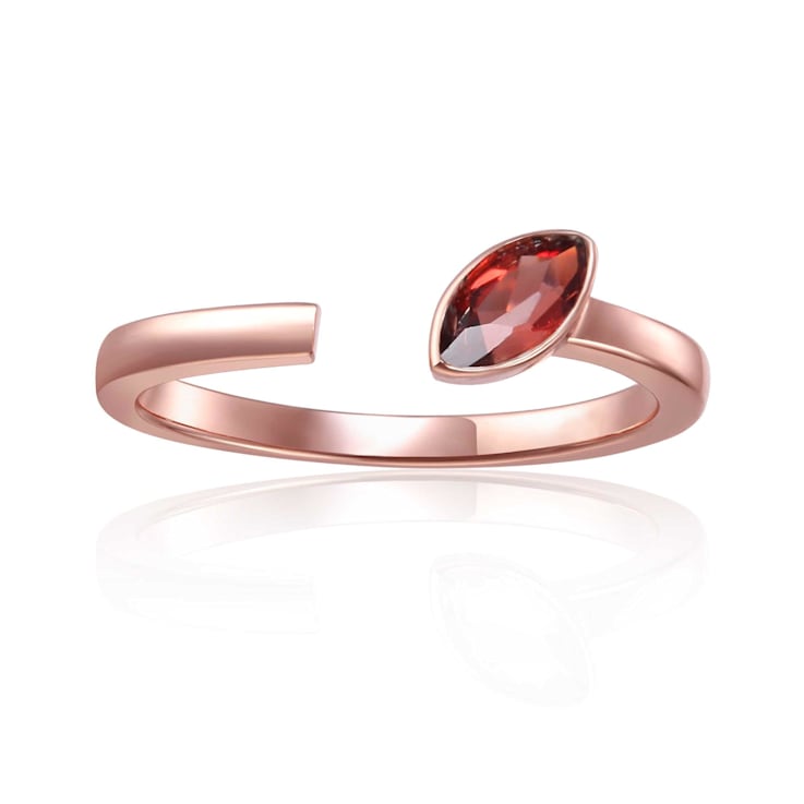Garnet 14K Rose Gold Over Sterling Silver Marquise Solitaire Open Design
Ring, 0.25ct