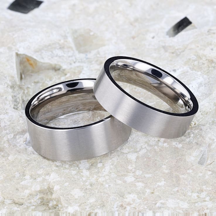 SOLAR Flat Profile Brushed Finish Men’s Titanium Wedding Band 8mm