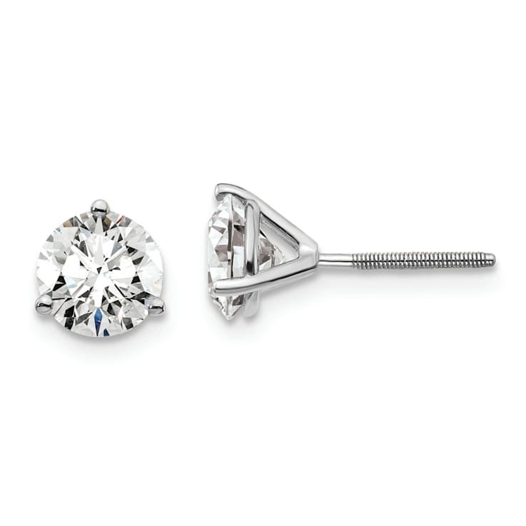 Rhodium Over 14K Gold Certified Lab Grown Diamond 1 1/2ct. VS/SI GH+, 3
Prong Screwback Earrings