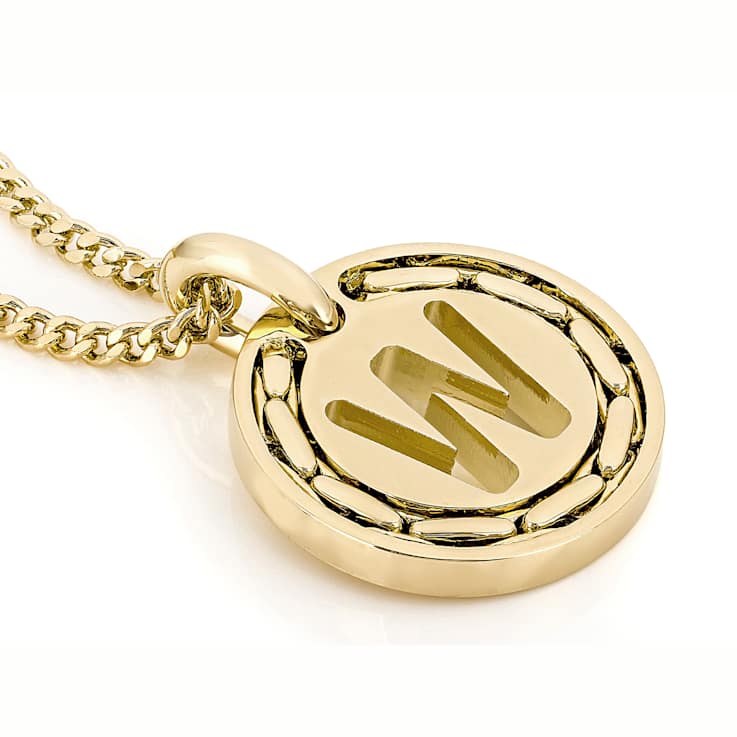 Cardano Initial W Pendant Necklace In 18K Gold Over Bronze