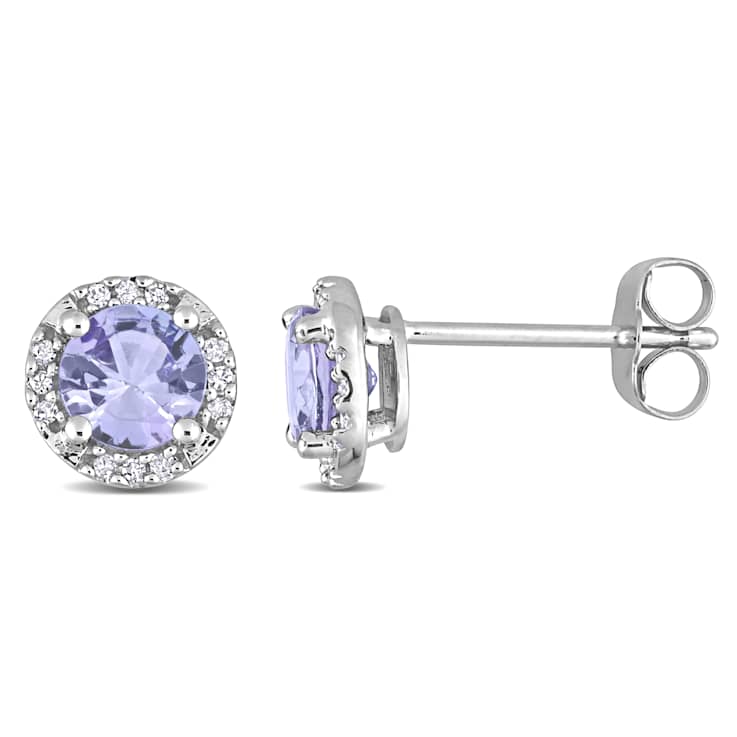 Tanzanite 10K White Gold Earrings 1.15ctw