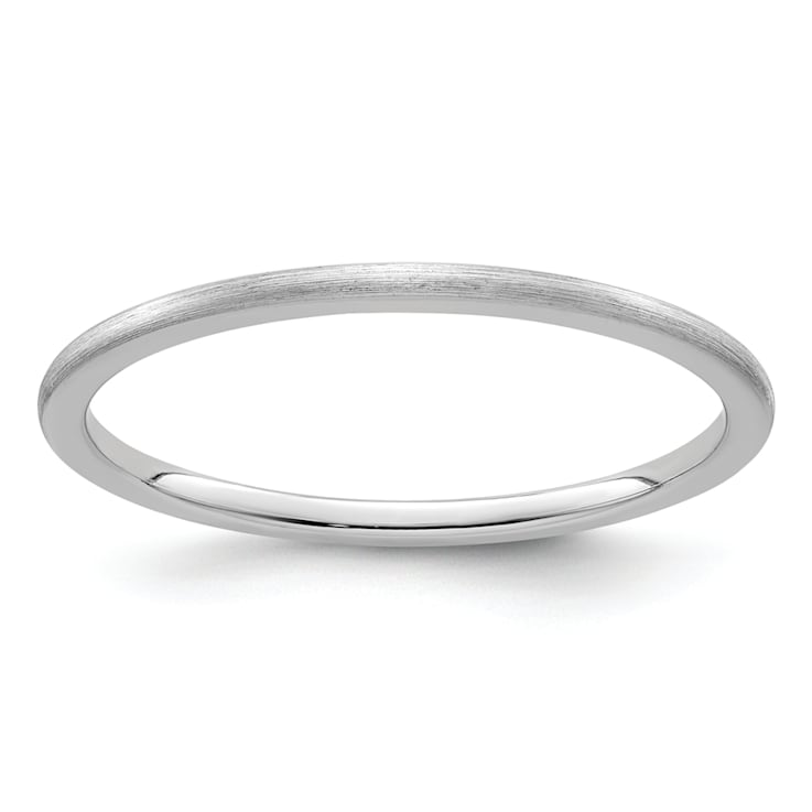 Rhodium Over 10K White Gold 1.2mm Half Round Satin Stackable Expressions Band